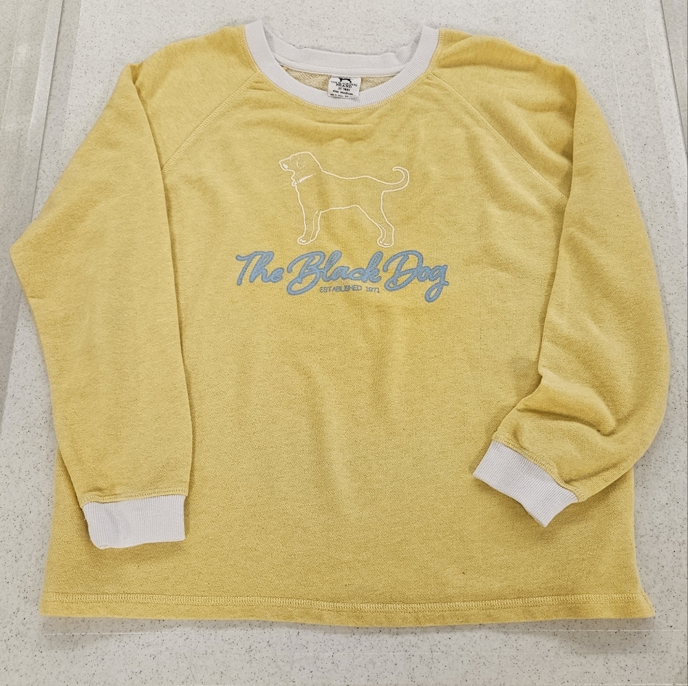 The Black Dog Mustard Sweatshirt with White Trim